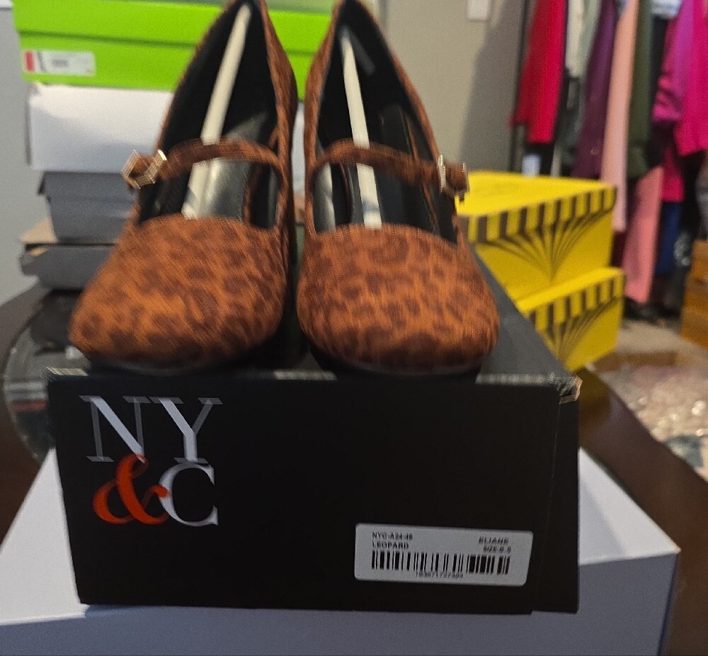 New York & Company Leopard Print Mary Jane Pumps - Brown - Picture 3 of 10